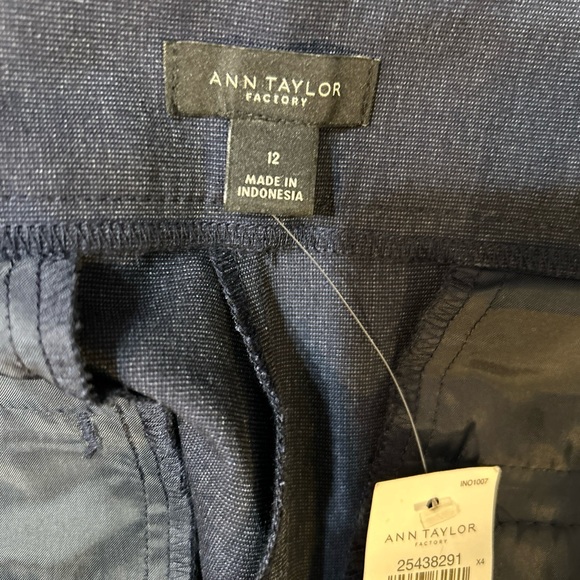 NWT Ann Taylor Factory Signature Pants Trouser Size 12 Straight Blue Flat Front - Picture 10 of 12